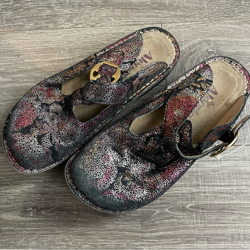 Alegria Slip On Floratopia Slides Mules 36